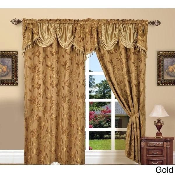 Gold Drapes With Valance – Perthwine In Elegant Comfort Window Sheer Curtain Panel Pairs (View 9 of 25)