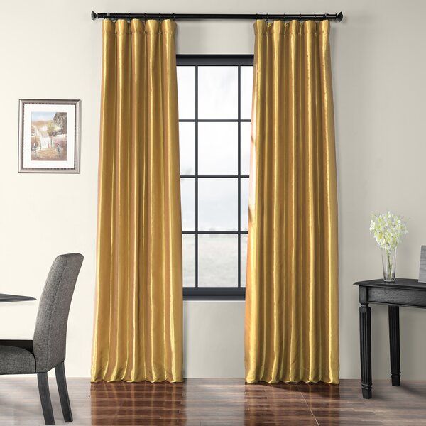 Gold Faux Silk Curtains | Wayfair For Ofloral Embroidered Faux Silk Window Curtain Panels (View 18 of 25)