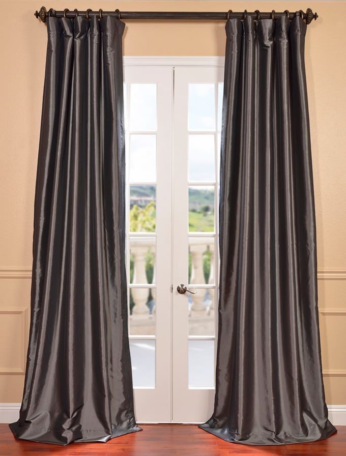 Graphite Blackout Faux Silk Taffeta Curtain | Ideas For The Pertaining To Solid Faux Silk Taffeta Graphite Single Curtain Panels (View 18 of 25)