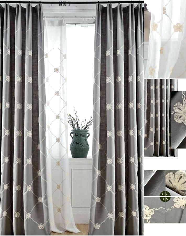 Gray Floral Curtains – Dailythanthi In Overseas Leaf Swirl Embroidered Curtain Panel Pairs (View 21 of 25)