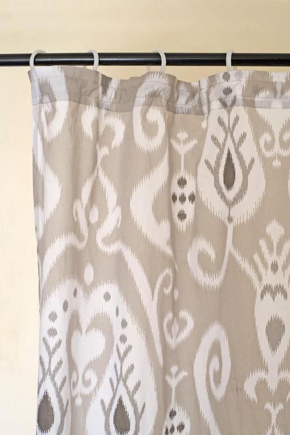 Grey Ikat Curtain Panel, Cotton Voile, Printed Curtain, Sheer Drape, Sizes  Available In Grey Printed Curtain Panels (View 14 of 25)