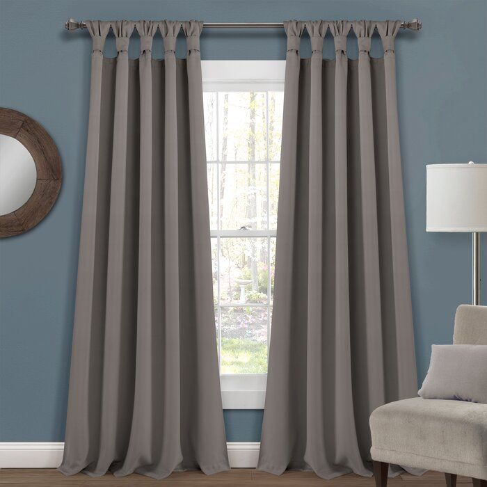 Guthridge Knotted Tab Top Solid Color Thermal Blackout Panel Pair Inside Knotted Tab Top Window Curtain Panel Pairs (View 4 of 25)
