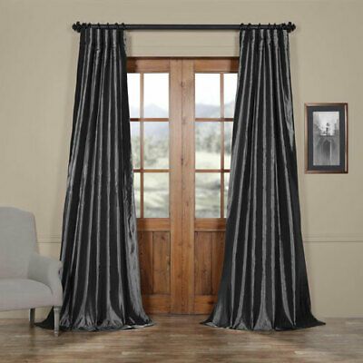 Half Price Drapes Graphite Faux Silk Taffeta Single Panel Curtain, 50 X 108  610395224419 | Ebay Within Faux Silk Taffeta Solid Blackout Single Curtain Panels (View 14 of 25)