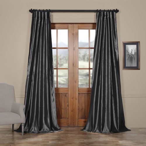 Half Price Drapes Graphite Faux Silk Taffeta Single Panel Curtain, 50 X 120 With Solid Faux Silk Taffeta Graphite Single Curtain Panels (View 1 of 25)