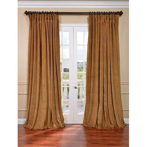 Half Price Drapes Signature Amber Gold Double Wide Velvet Blackout Pole  Pocket Single Panel Curtain, 100 X 96 Within Signature Ivory Velvet Blackout Single Curtain Panels (View 21 of 25)