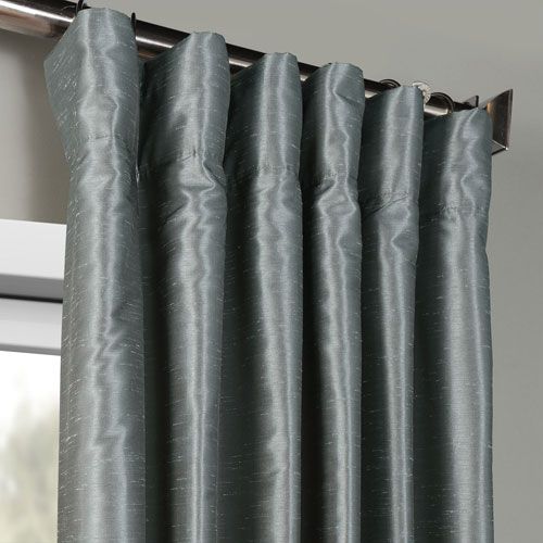 Half Price Drapes Storm Grey Vintage Textured Faux Dupioni Silk Single  Panel Curtain, 50 X 96 In Storm Grey Vintage Faux Textured Dupioni Single Silk Curtain Panels (View 15 of 25)