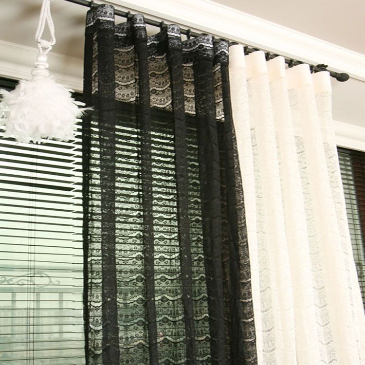 Handmade Black Lace Sheer Curtain Decorative Voile Net With Luxury Collection Monte Carlo Sheer Curtain Panel Pairs (View 7 of 25)