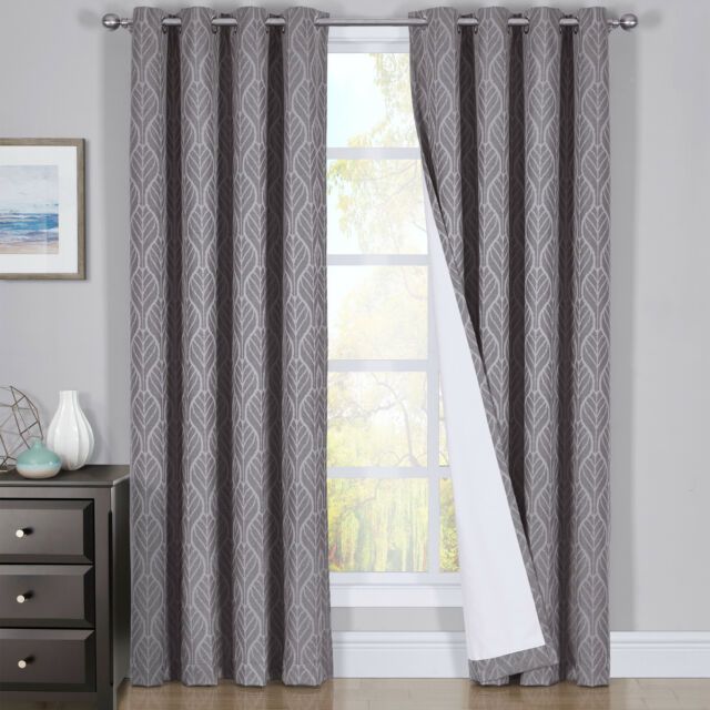 Hilton Blackout Curtains Panels Jacquard Thermal Insulated Pairs (Set Of 2) With Superior Solid Insulated Thermal Blackout Grommet Curtain Panel Pairs (View 3 of 25)