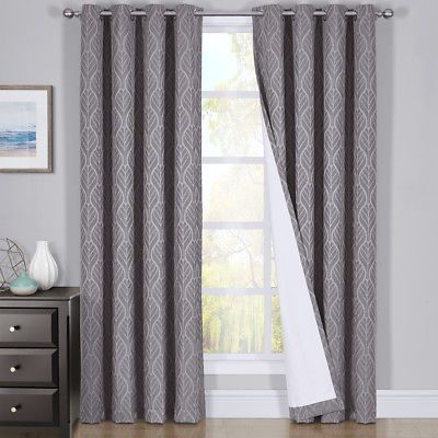 Hilton Blackout Curtains Panels Jacquard Thermal Insulated Pairs (Set Of 2) Within Moroccan Style Thermal Insulated Blackout Curtain Panel Pairs (View 8 of 25)
