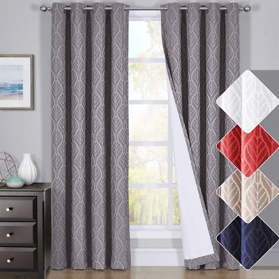 Hilton Window Treatment Thermal Insulated Grommet Blackout Curtains /drapes  Pair | Ebay Pertaining To Insulated Grommet Blackout Curtain Panel Pairs (View 19 of 25)