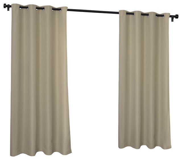 Indoor/outdoor Cabana Grommet Top Window Curtain Panel Pair, 54X120, Taupe Inside Solid Grommet Top Curtain Panel Pairs (View 1 of 25)