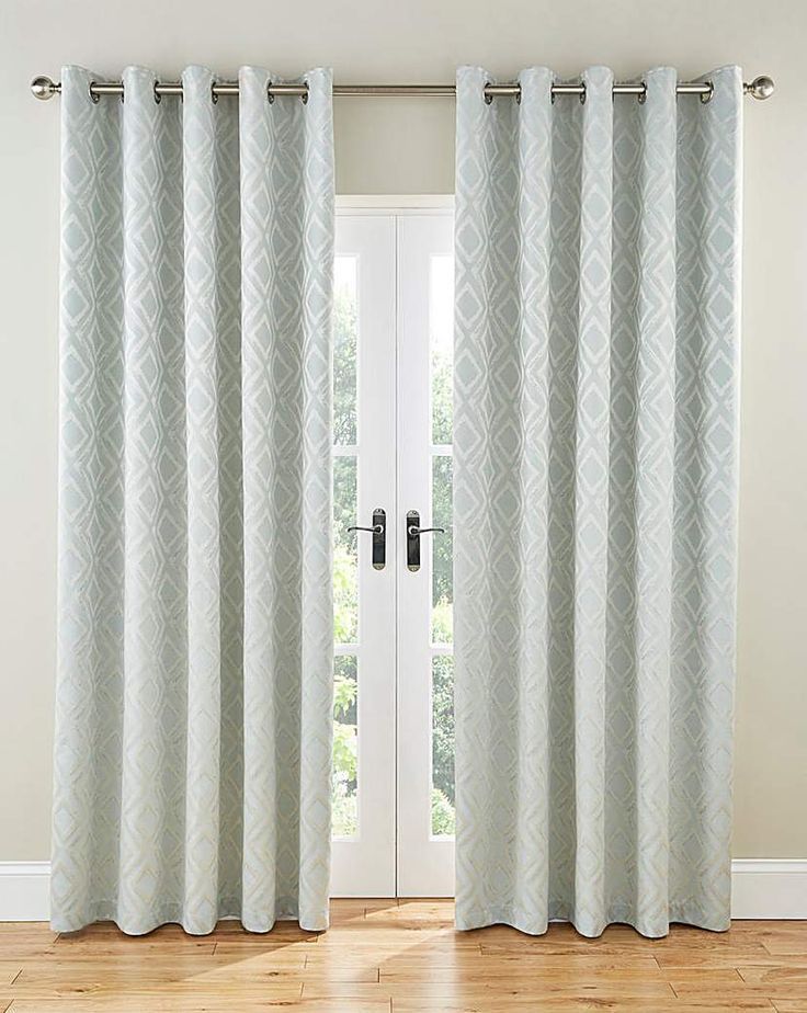Inez Diamond Lined Eyelet Curtains | Home Decor Inspiration Pertaining To Inez Patio Door Window Curtain Panels (View 4 of 25)