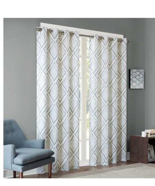 Ink+Ivy Bas Printed Etched Diamond Window Set Of 2  Panels 50X95” Grey #ii40 720 Intended For Ink Ivy Ankara Cotton Printed Single Curtain Panels (View 5 of 25)
