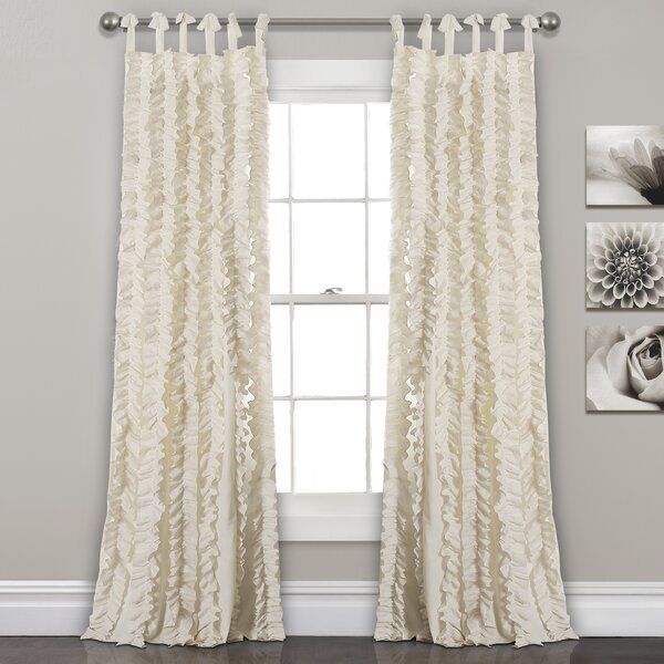 Ivory Ruffle Curtains | Wayfair Inside Ruffle Diamond Curtain Panel Pairs (View 6 of 25)
