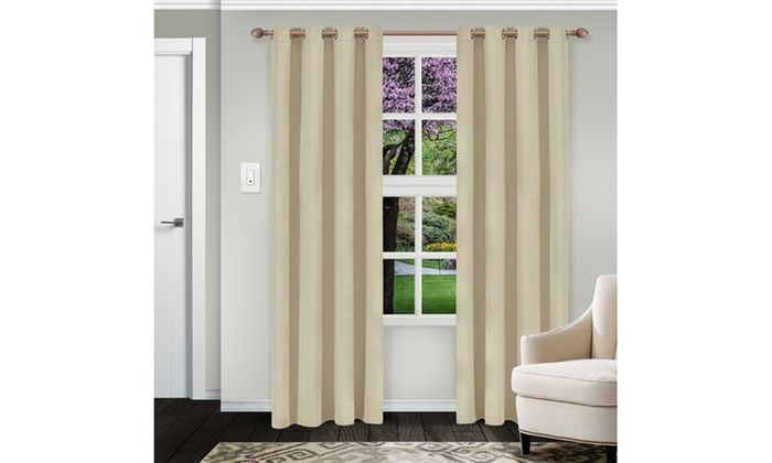 Ivory Waverly Insulated Thermal Blackout Grommet Curtain Pertaining To Insulated Blackout Grommet Window Curtain Panel Pairs (View 18 of 25)