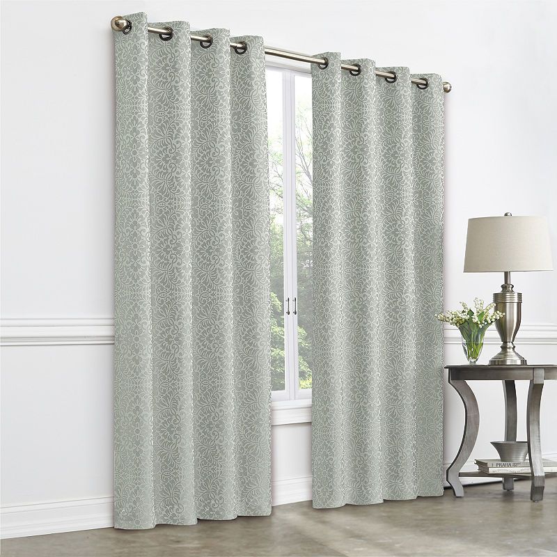 Jcpenney Home Plaza Tapestry Room Darkening Grommet Top Within Eclipse Trevi Blackout Grommet Window Curtain Panels (View 2 of 25)