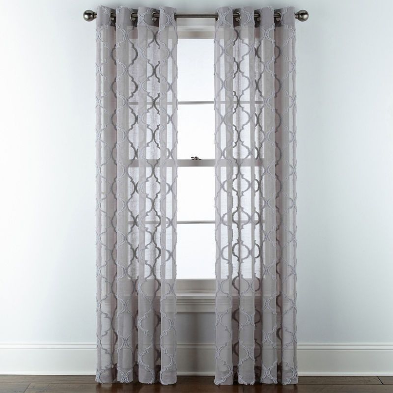 Jcpenney Home Zuri Clipped Sheer Gmt Panel Grommet Top Sheer Pertaining To Softline Trenton Grommet Top Curtain Panels (View 3 of 25)