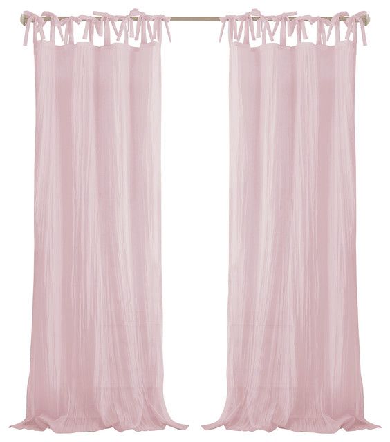 Jolie Sheer Tie Top Window Curtain, Pink, 52"x84" Inside Elrene Jolie Tie Top Curtain Panels (View 3 of 25)