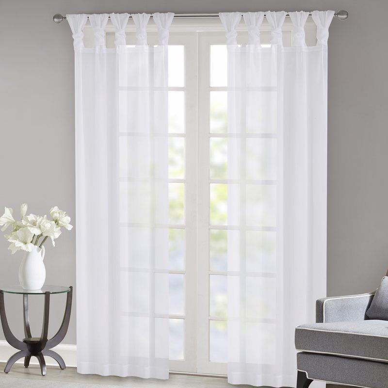 Kater Twisted Voile Solid Color Sheer Tab Top Curtain Panels Pertaining To Elowen White Twist Tab Voile Sheer Curtain Panel Pairs (View 3 of 26)