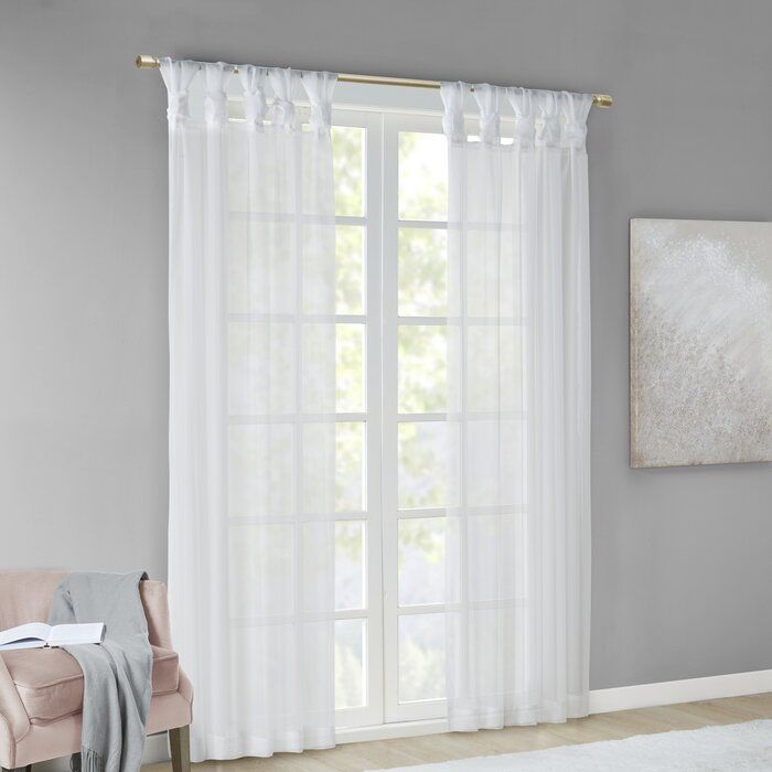Kater Twisted Voile Solid Color Sheer Tab Top Curtain Panels Pertaining To Twisted Tab Lined Single Curtain Panels (View 4 of 25)