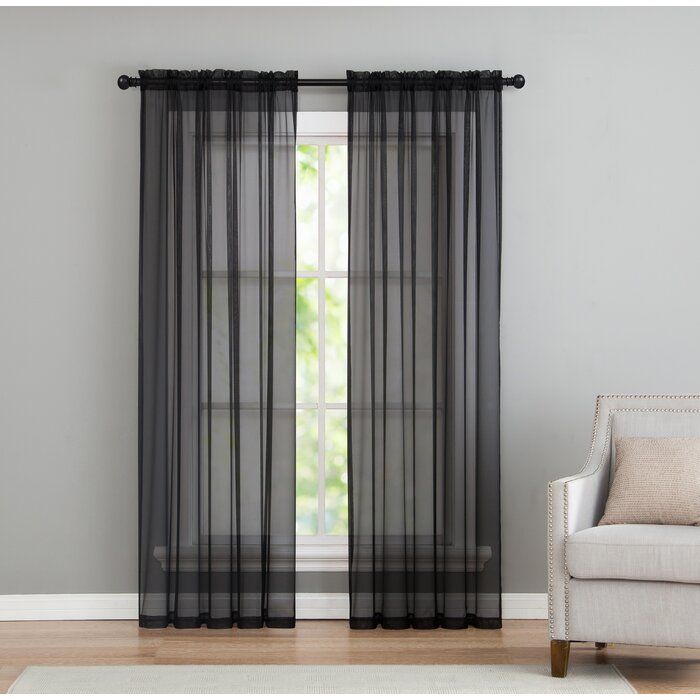 Kenton Solid Sheer Rod Pocket Curtain Panels Pertaining To Emily Sheer Voile Solid Single Patio Door Curtain Panels (View 11 of 25)