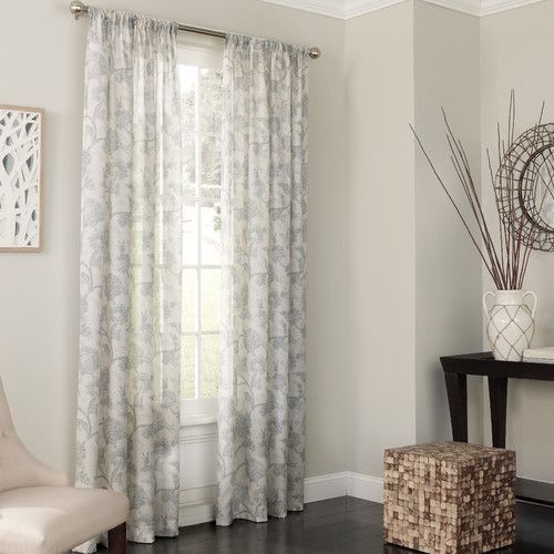 Keystone Nature/floral Sheer Rod Pocket Single Curtain Panel Regarding Light Filtering Sheer Single Curtain Panels (View 8 of 25)