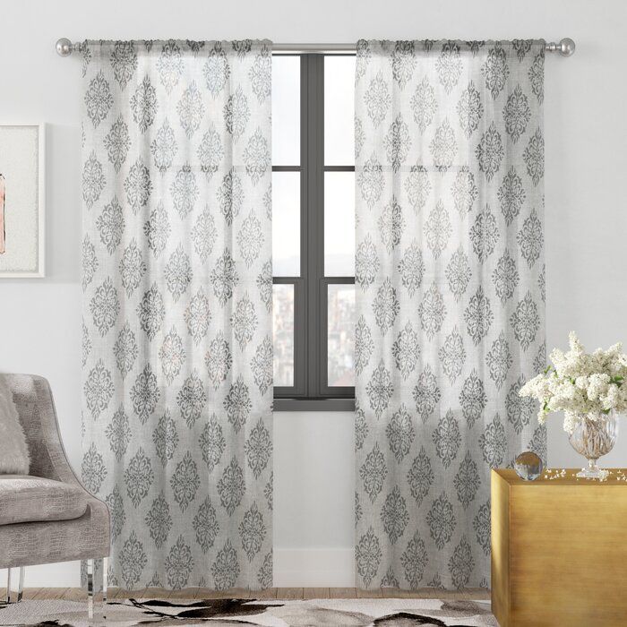 Knisley Belgian Ikat Sheer Rod Pocket Panel Pair With Belgian Sheer Window Curtain Panel Pairs With Rod Pocket (View 2 of 25)