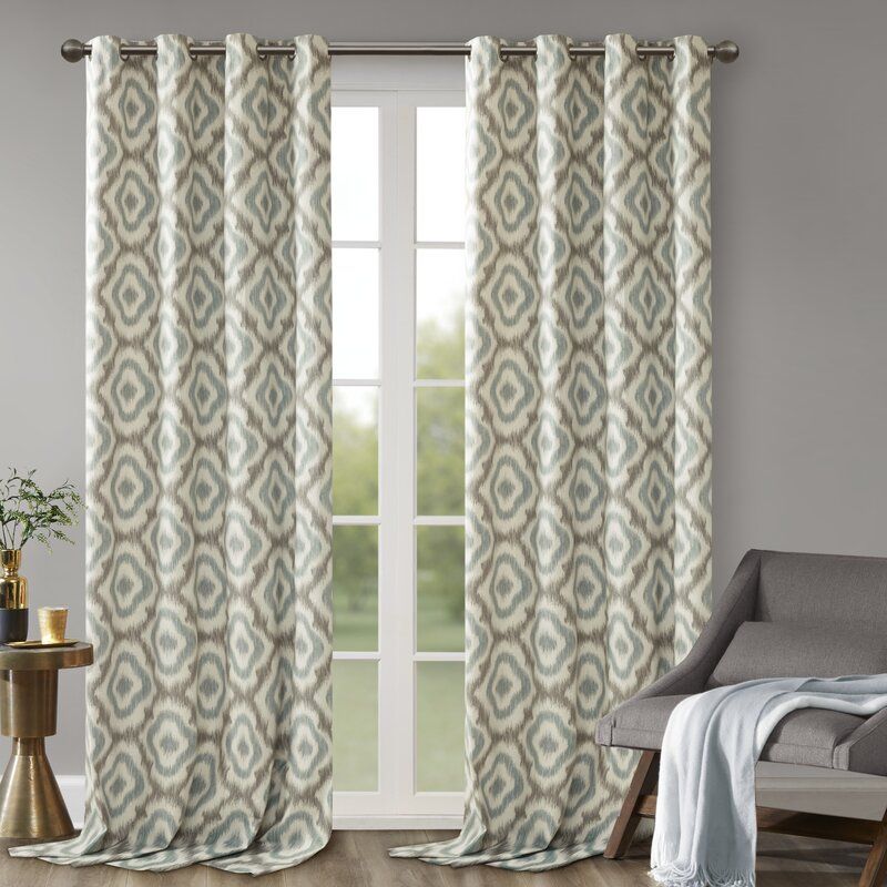 Letchworth Ikat Semi Sheer Grommet Single Curtain Panel Throughout Light Filtering Sheer Single Curtain Panels (View 16 of 25)