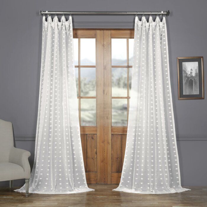 Levesque Patterned Linen Sheer Damask 100% Polyester Single Curtain Panel Pertaining To Single Curtain Panels (View 16 of 25)