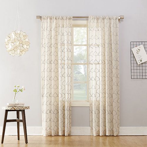Lima Metallic Embroidered Sheer Rod Pocket Curtain Panel With Regard To Rod Pocket Curtain Panels (View 11 of 25)