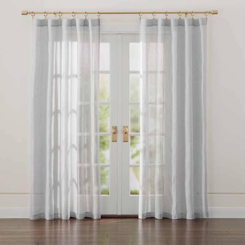 Linen Light Grey Sheer Curtains | Crate And Barrel With Laya Fretwork Burnout Sheer Curtain Panels (View 22 of 25)