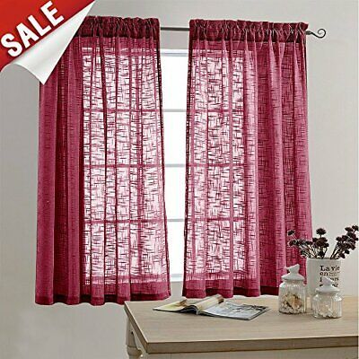 Linen Textured Sheer Curtains For Bedroom Curtain 63 Inches Long Rod Pocket  Wind Regarding Oakdale Textured Linen Sheer Grommet Top Curtain Panel Pairs (View 13 of 27)