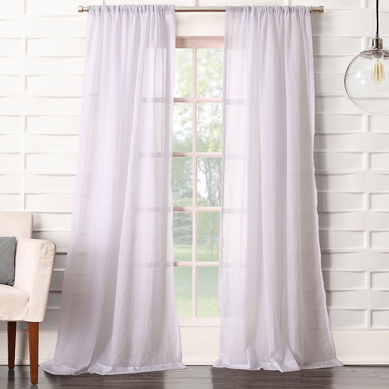 Lola Solid Rod Pocket Sheer Curtain Panel | Products | Sheer Regarding Archaeo Jigsaw Embroidery Linen Blend Curtain Panels (View 5 of 22)