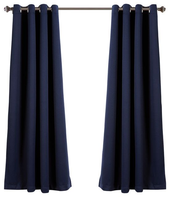 Lush Decor Insulated Grommet Blackout Curatin, Navy, Pair, 52"x63" Regarding Insulated Grommet Blackout Curtain Panel Pairs (View 22 of 25)