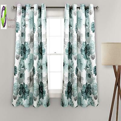 Lush Decor Leah Floral Room Darkening Window Panel Curtain Set For Living,  Dinin 696580451365 | Ebay Throughout Floral Pattern Room Darkening Window Curtain Panel Pairs (View 17 of 25)