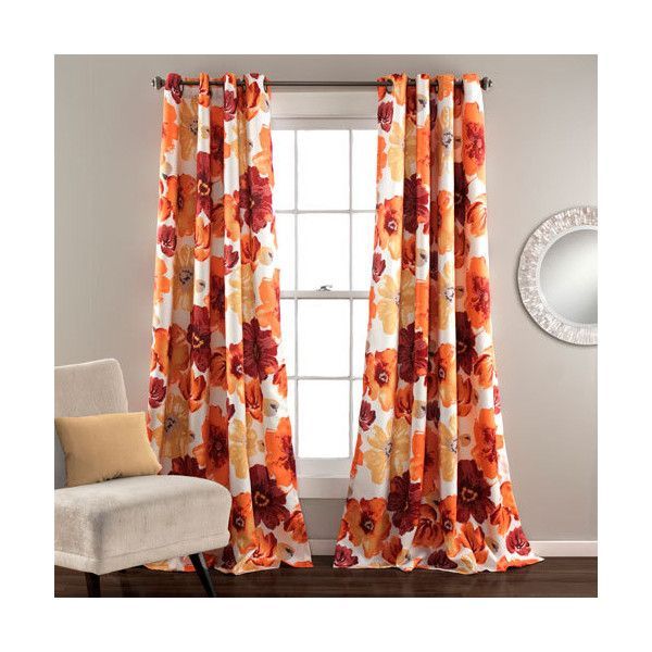 Lush Decor Leah Red And Orange 84 X 52 Inch Curtain Panel With Leah Room Darkening Curtain Panel Pairs (View 1 of 25)