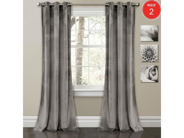 Lush Decor Prima Velvet Solid Room Darkening Window Curtain Panel Pair, 84"  X 38", Gray (Set Of 2) – Newegg Regarding Room Darkening Window Curtain Panel Pairs (View 8 of 25)