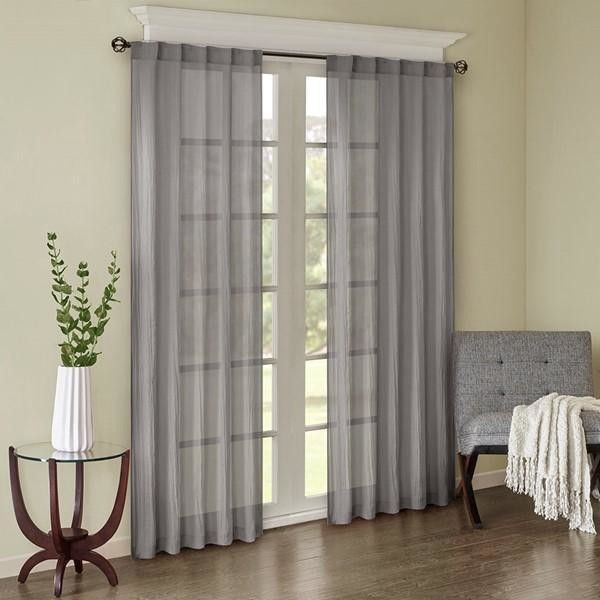 Madison Park Solid Crushed Window Panel Pair In Grey Finish Mp40 4487 Pertaining To Catarina Layered Curtain Panel Pairs With Grommet Top (View 23 of 25)