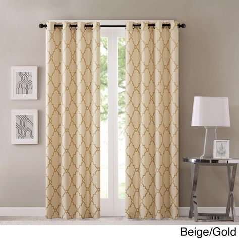Madison Park Westmont Geometric Pattern Curtain Panel Throughout Fretwork Print Pattern Single Curtain Panels (View 8 of 25)