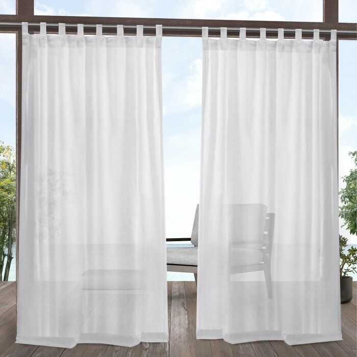 Malaya Solid Color Sheer Tab Top Curtain Panel Pair For Solid Grommet Top Curtain Panel Pairs (View 3 of 25)