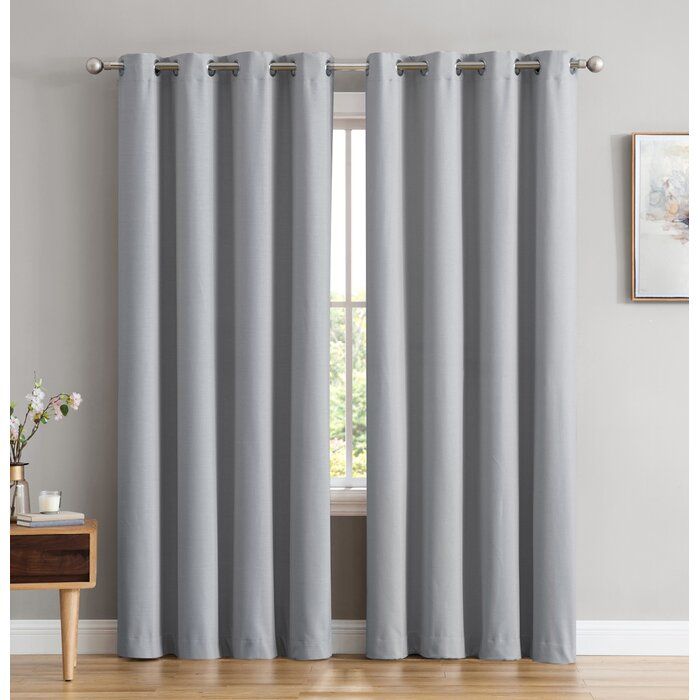 Marin Textured Under Energy Efficient Solid Color Max Blackout Thermal  Grommet Curtain Panels Pertaining To Thermal Textured Linen Grommet Top Curtain Panel Pairs (View 16 of 24)
