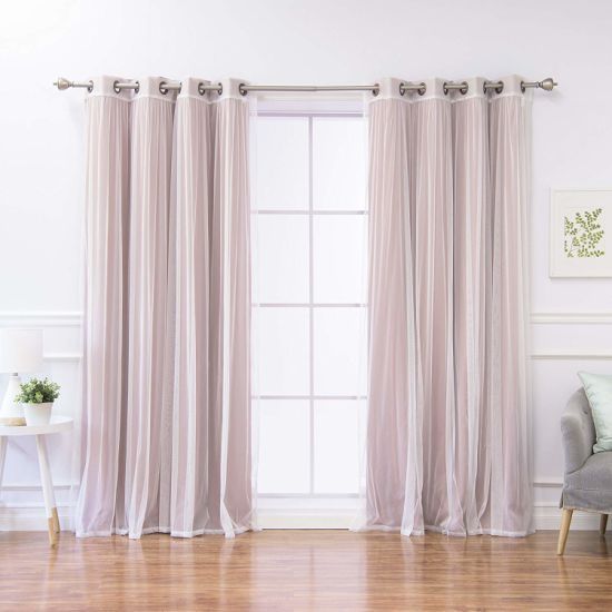 Mauve Home Fashion Mix And Match Tulle Sheer Lace And Blackout 4 Piece  Curtain Set Antique Bronze Grommet Top 52" W X 84" L Curtain Inside Mix And Match Blackout Tulle Lace Sheer Curtain Panel Sets (View 13 of 25)