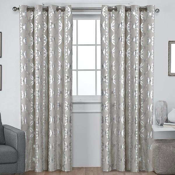 Metallic Window Panels Curtain Home Blackout Grommet Top Intended For Total Blackout Metallic Print Grommet Top Curtain Panels (View 25 of 25)
