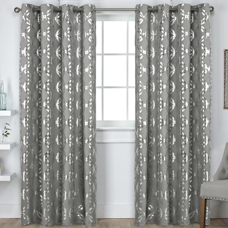 Metallic Window Panels – Officehealth Intended For Total Blackout Metallic Print Grommet Top Curtain Panels (View 19 of 25)