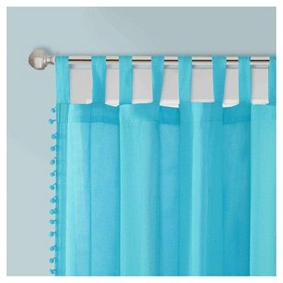 Mila Solid Embellished Cotton Curtain Panel Blue (50X63 Within Solid Cotton Curtain Panels (View 20 of 25)