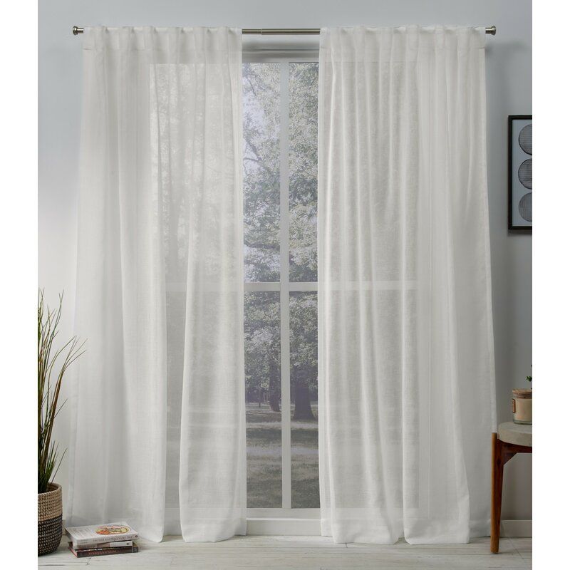 Mirfield Solid Color Sheer Tab Top Curtain Panels Pertaining To Tassels Applique Sheer Rod Pocket Top Curtain Panel Pairs (View 10 of 25)