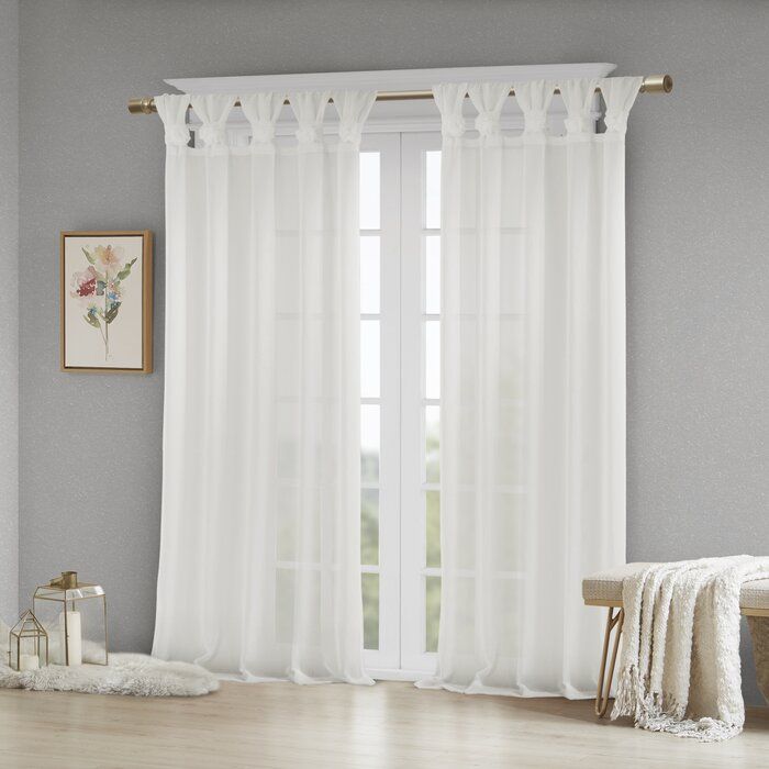 Mysliwiec Floral Twist Solid Semi Sheer Tab Top Single Curtain Panel Regarding Twisted Tab Lined Single Curtain Panels (View 9 of 25)