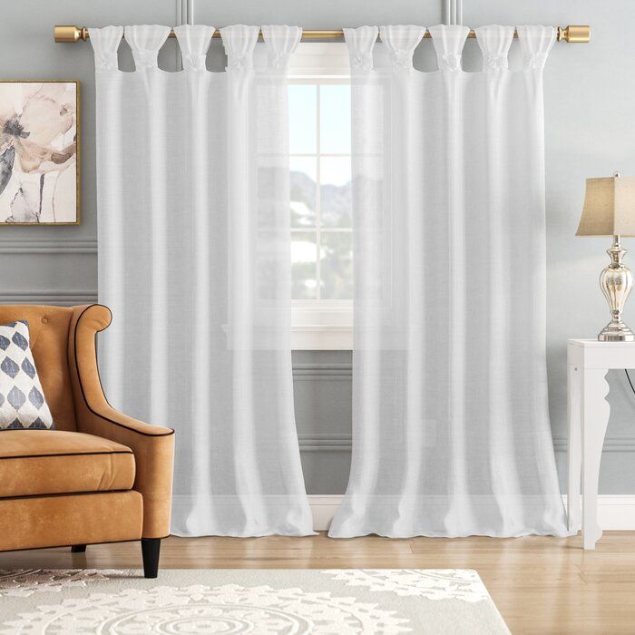Mysliwiec Floral Twist Solid Semi Sheer Tab Top Single Curtain Panel Throughout Tab Top Sheer Single Curtain Panels (View 1 of 25)