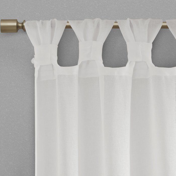 Mysliwiec Floral Twist Solid Semi Sheer Tab Top Single Inside Tab Top Sheer Single Curtain Panels (View 21 of 25)