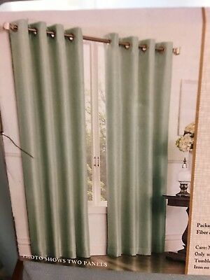 New W/tags A Pair Of Court Green Faux Silk Decorative Grommet Panels @  $56. (View 19 of 25)